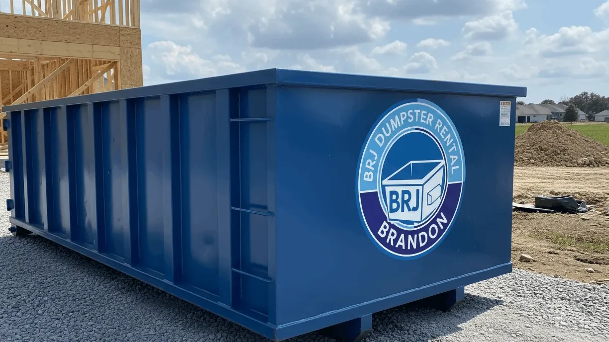 Heavy debris container loaded with concrete and masonry in Brandon, Florida Heavy debris container loaded with concrete and masonry in Brandon, Florida